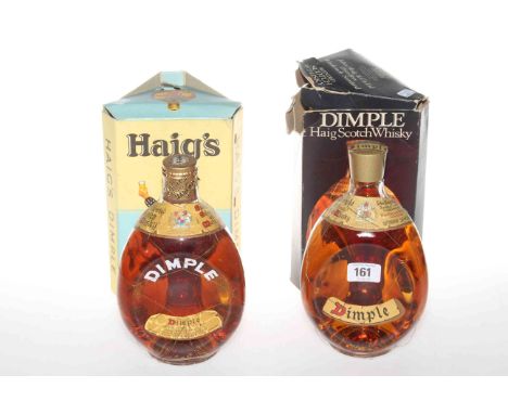 Two vintage bottles of Haigs Dimple whisky with boxes