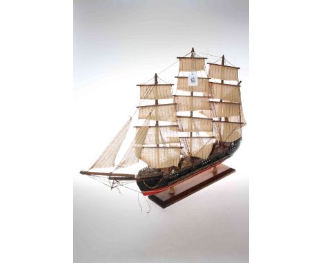 Wooden model of a galleon on base