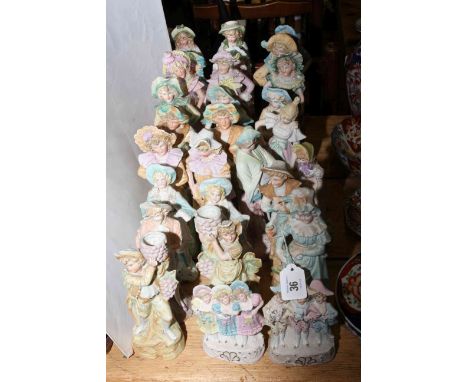 Collection of bisque figures and pair of groups
