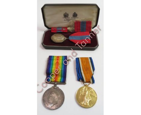 Two WWI medals awarded to “534627 SPR F R HARDING, ROYAL ENGINEERING”, along with faithful service medal awarded to Robert Go