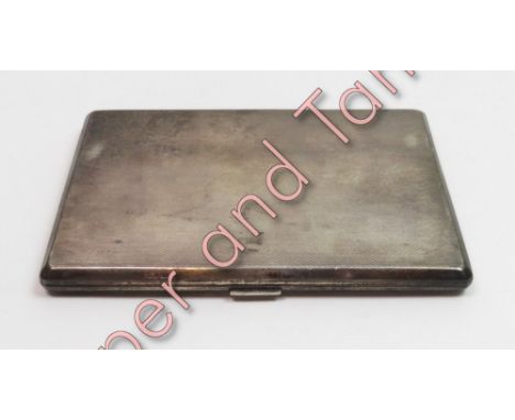 A silver cigarette case with engine turned decoration, London 1937, Richard Burbridge (Harrods) 167 gram gross