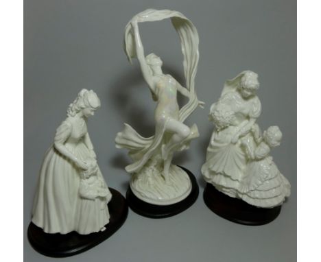 Three Royal Worcester Figures, 'The Dance Of Time' by Maureen Halson, limited edition number 1032/5000, together with 'The We