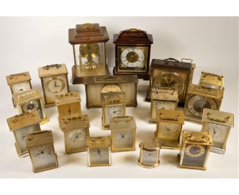 A collection of quartz carriage clocks to include, Metamec, Smiths, London Clock Co. and others 