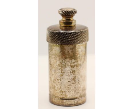 A silver personal pepper grinder, by AJP, Birmingham 2001, 6.5cm, leather pouch 