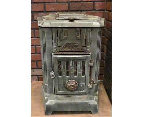 A French cast iron green enamel stove by Godin no.411 
