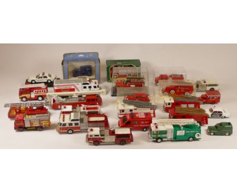 A collection of die-cast model vehicles, including Road Champs, Corgi and Matchbox, along with others