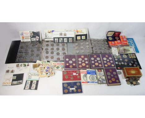 A collection of mid 20th Century and later nickel &amp; copper coinage, together with a quantity of loose stamps of the world