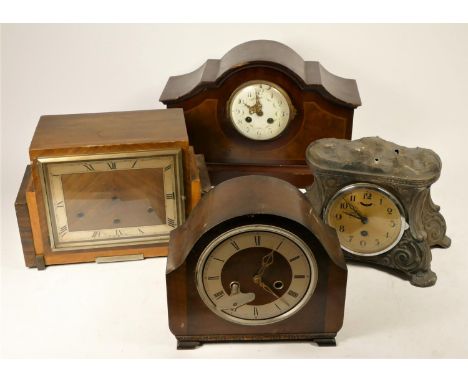 A collection of clocks to include, a Betima 8 day mantel clock, Smith Enfield and other mantel clocks (2) 