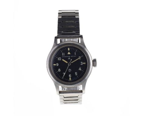 IWC - MK11 Pilot's Military Steel Watch.Hand-wind Cal. 89 movement. Full stainless steel construction with black broad arrow 
