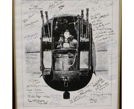 Air Gunners Association 41st Reunion Dinner 1994 signed print, bearing over forty signatures, the menu affixed verso. (withou