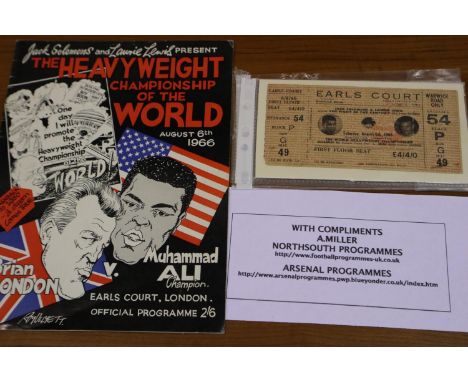Muhammad Ali V Brian London programme &amp; ticket. UK P&amp;P Group 1 (£16+VAT for the first lot and £2+VAT for subsequent l