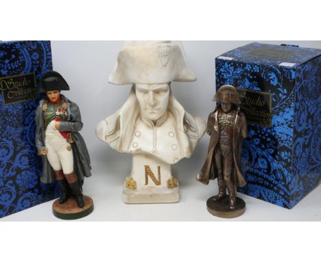 Napoleonic Wars: Two boxed figures of Napoleon by Studio Collection, with a large composite bust, H: 32 cm. UK P&amp;P Group 