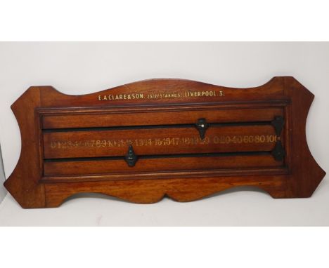 E A Clare &amp; Son Liverpool walnut snooker scoreboard. UK P&amp;P Group 2 (£20+VAT for the first lot and £4+VAT for subsequ