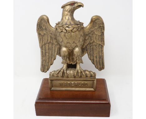 Napoleonic Wars: a large modern composition French Eagle, raised on a mahogany plinth, H: 27 cm. UK P&amp;P Group 2 (£20+VAT 