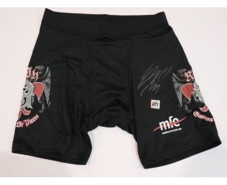 George St-Pierre autographed fight shorts with DPI Sports certificate. UK P&amp;P Group 1 (£16+VAT for the first lot and £2+V