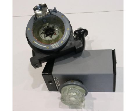 Seafix handheld frequency finder (battery terminals corroded), and a Henry Browne &amp; Son Kestrel boating compass with moun