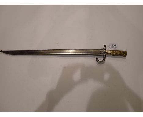 A French 19th century M1866 chassepot sword bayonet with hooked quillon, metal scabbard, dated 1871. UK P&amp;P Group 2 (£20+
