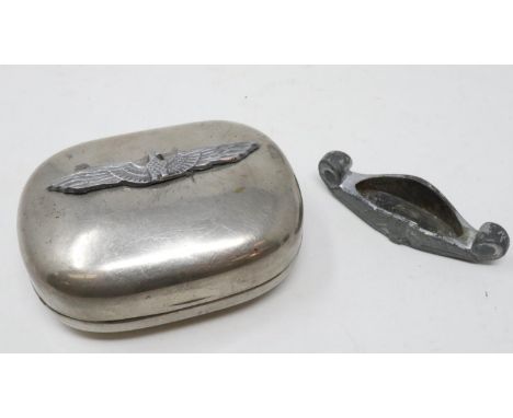 German WWII period dagger knuckle guard and snuff box, both with swastikas removed post-war. UK P&amp;P Group 1 (£16+VAT for 