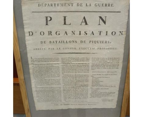 Rare Napoleonic War period French mobilisation poster. (without frame) UK P&amp;P Group 2 (£20+VAT for the first lot and £4+V