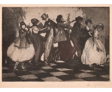Madeline Green (1884-1947), 'Covent Garden', etching and aquatint, signed in pencil, plate size 5.25" x 8.75" (13 x 20cm), Co
