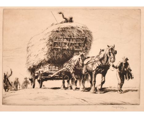 George Soper (1870-1942), 'Summer, The Last Load', etching, signed in pencil, plate size 7.75" x 11" (20 x 28cm).