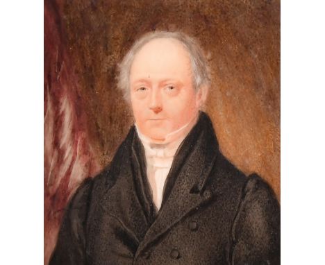 William Egley (1798-1870), a miniature portrait of a gentleman, watercolour on ivory, signed and dated 1829, 2.75" x 2.5" (7 