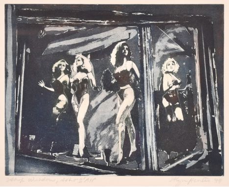 Alyson Hunter (b. 1948), 'Shop Window, Soho II', etching and aquatint, signed and inscribed in pencil and marked a/p, plate s