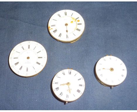 Four assorted early pocket watch movements and dials including single fusee movement JN. Charlton Durham 264, Tho Mudge & W. 