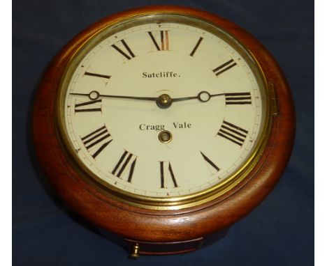 Mahogany cased Sutcliffe Cragg Vale wall clock