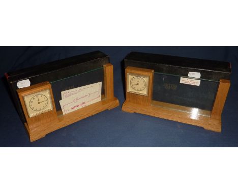 Two boxed as new Smiths Empire Combination clock and photograph frame in oak cases