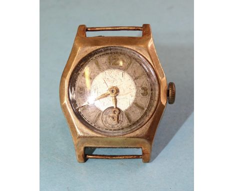 Rotary, a gentleman's 1930's 9ct-gold-cased wrist watch, the two-tone silver face with seconds subsidiary and gold Arabic and