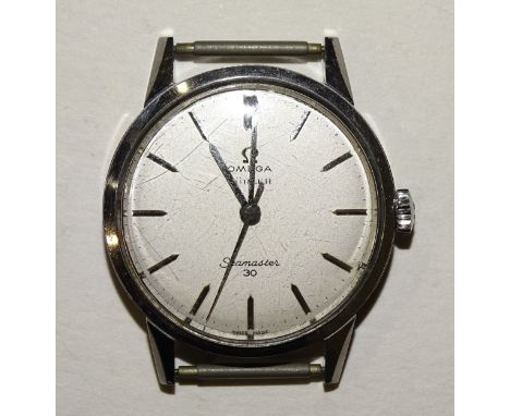Omega, a steel-cased Seamaster 30 wrist watch, with baton numerals and centre sweep seconds, the dial marked Türler, 35mm dia