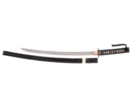 A wakizashi in assembled koshirae Sugata:  Shinogi-Zukuri Iori-mune with shallow tori-zori Nagasa:. 50cmMotohaba: 2.8cm Sakih