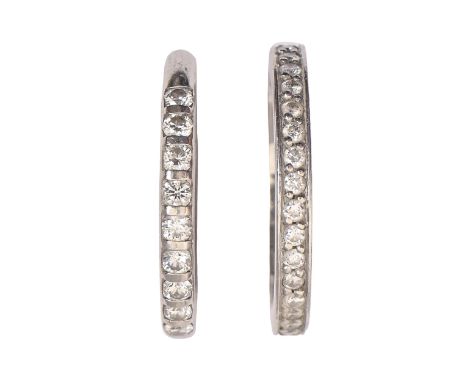 A diamond eternity ring and another, both in platinum, the first marked 060.ct, 10g, size I, K  Light wear scratches