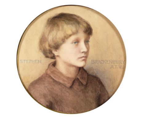 English School, 1916 - Portrait of Stephen Brackenbury aged 7, indistinctly signed Muriel J ... and dated 1916 and inscribed 