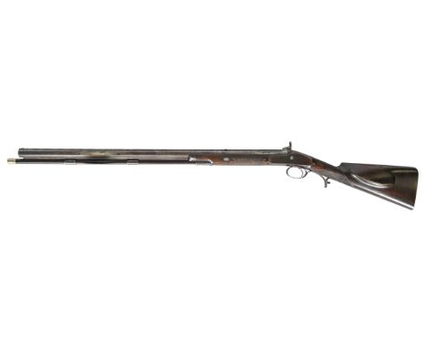 An English 14 bore percussion sporting rifle, William Moore 78 Edgware Road London, mid 19th c, the octagonal barrel with pla
