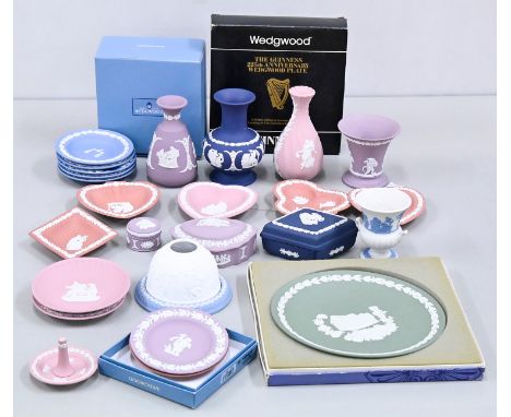 A quantity of Wedgwood jasperware, including lithophane night light, pin trays, vases, some boxed, etc  