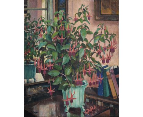 Adrian Allinson, RBA, ROI (1890-1959) – Fuchsia, signed, oil on panel, 80.5 x 65cm  In the original gilt frame with, on the r