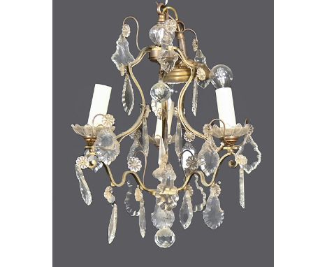 A gilt brass and glass ceiling light fitting, 45cm h  Some losses