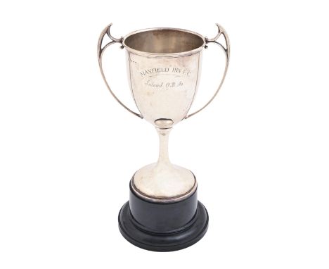 A George V silver trophy cup, engraved Mayfield Inn F.C. Inland O.B.Av, 22.5cm h, by Robert Pringle &amp; Sons, London 1921, 