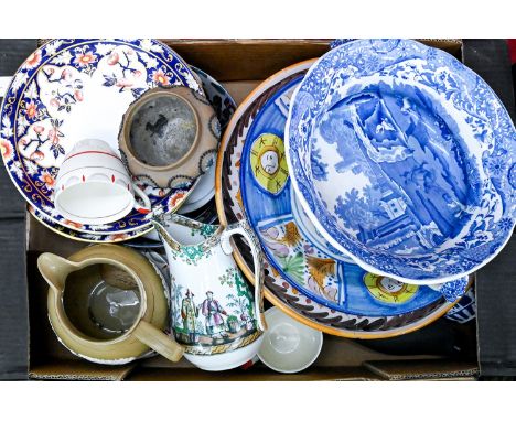 Miscellaneous ceramics, including a Copeland Spode Italian pattern two handled bowl, a Doulton Lambeth vase, coffee service, 
