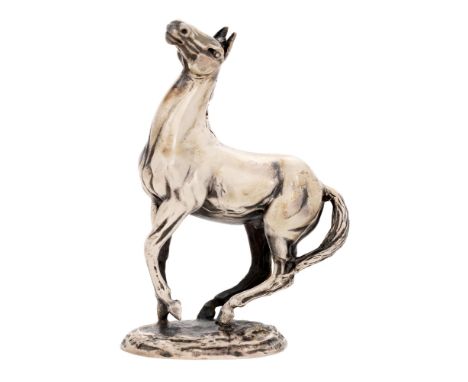 British Horse Society.&nbsp; An Elizabeth II silver equestrian statuette of "Playing Up" cast from a model Lorne Mckean, 11.5