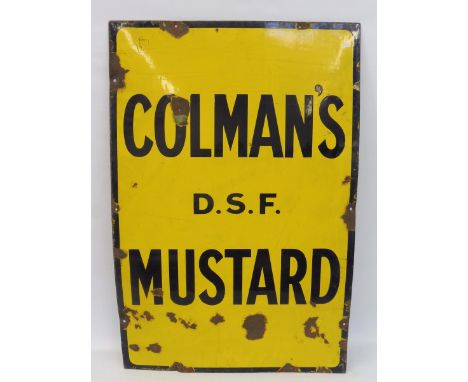 A Colman's D.S.F. Mustard rectangular enamel sign, 24 x 36".