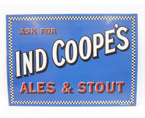 An Ind Coope's Ales &amp; Stout rectangular enamel sign in very good condition, 28 x 20". 