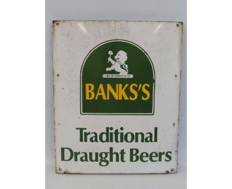 A Bank's Traditional Draught Beers rectangular enamel sign, 20 1/2 x 25". 