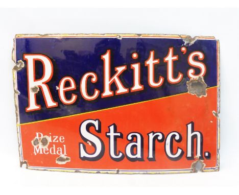 A Reckitt's Prize Medal Starch rectangular enamel sign with good gloss, 24 x 16". 