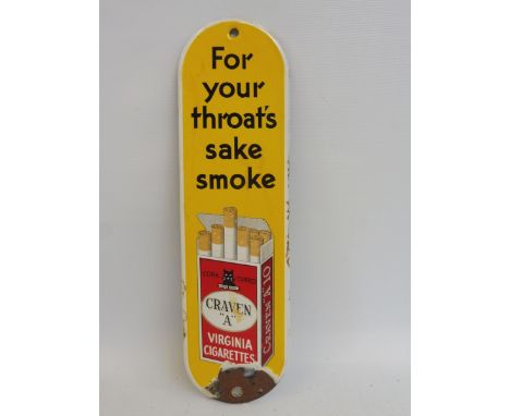 A Craven A Virginia Cigarettes pictorial packet enamel finger plate, 3 x 11". 