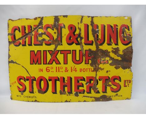 A Stotherts Ltd Chest &amp; Lung Mixture rectangular enamel sign by Edwards of Liverpool, 36 x 24". 