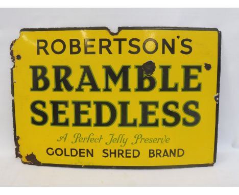 A Robertson's Bramble Seedless 'Perfect Jelly Preserve' rectangular enamel sign, 30 x 20". 