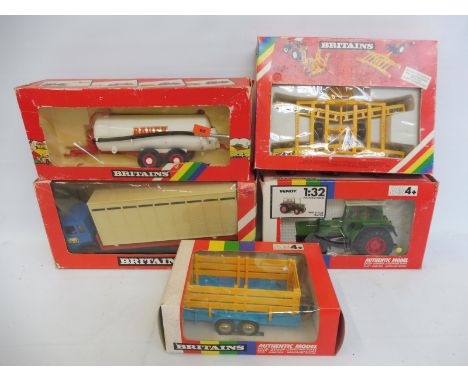 Five Britains rainbow packs, various eras, to include the Fendit 615 tractor. 